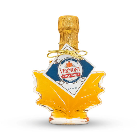 3.4 oz Glass Leaf Golden Organic Vermont Maple Syrup